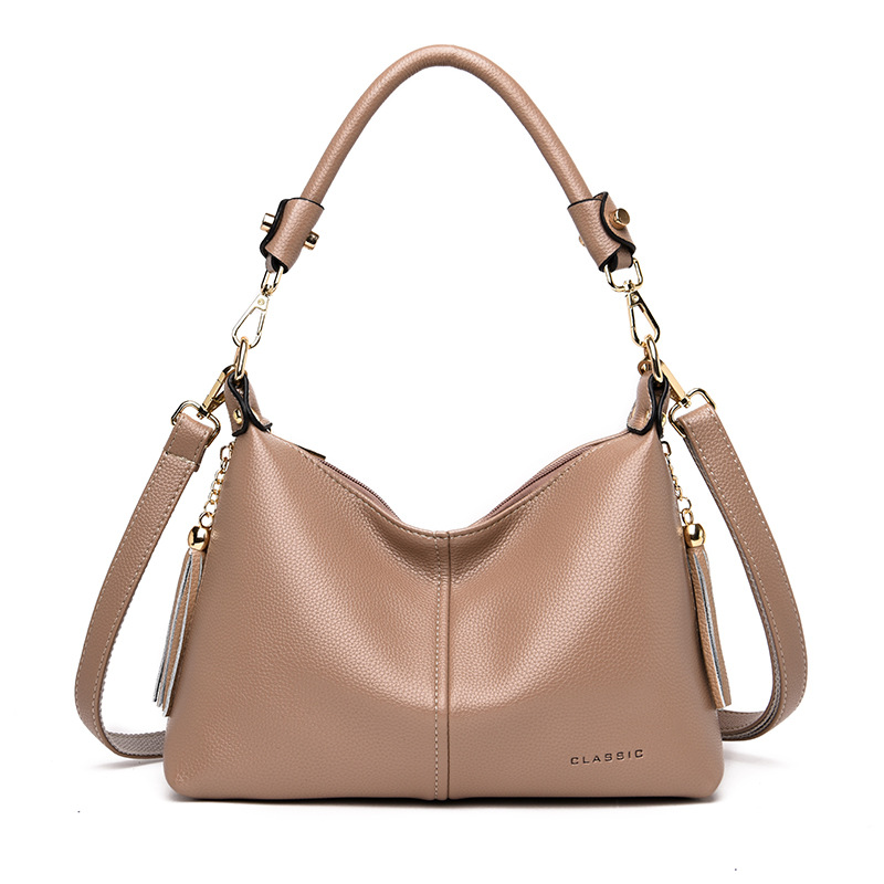 Handtasche für Damen ⎜ Weiche Schultertasche aus Leder mit abnehmbarem Gurt für Alltag und Freizeit
