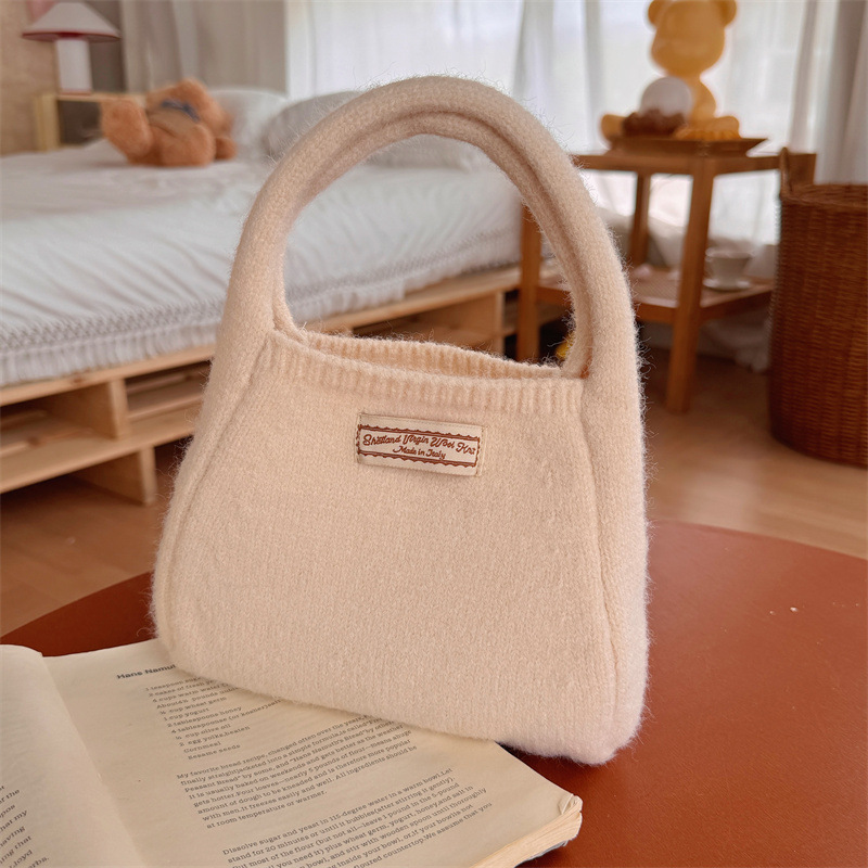 Handtasche für Damen ⎜ Weiche Tragetasche aus Wollstoff in Unifarben für stilvolle Outfits und Alltag