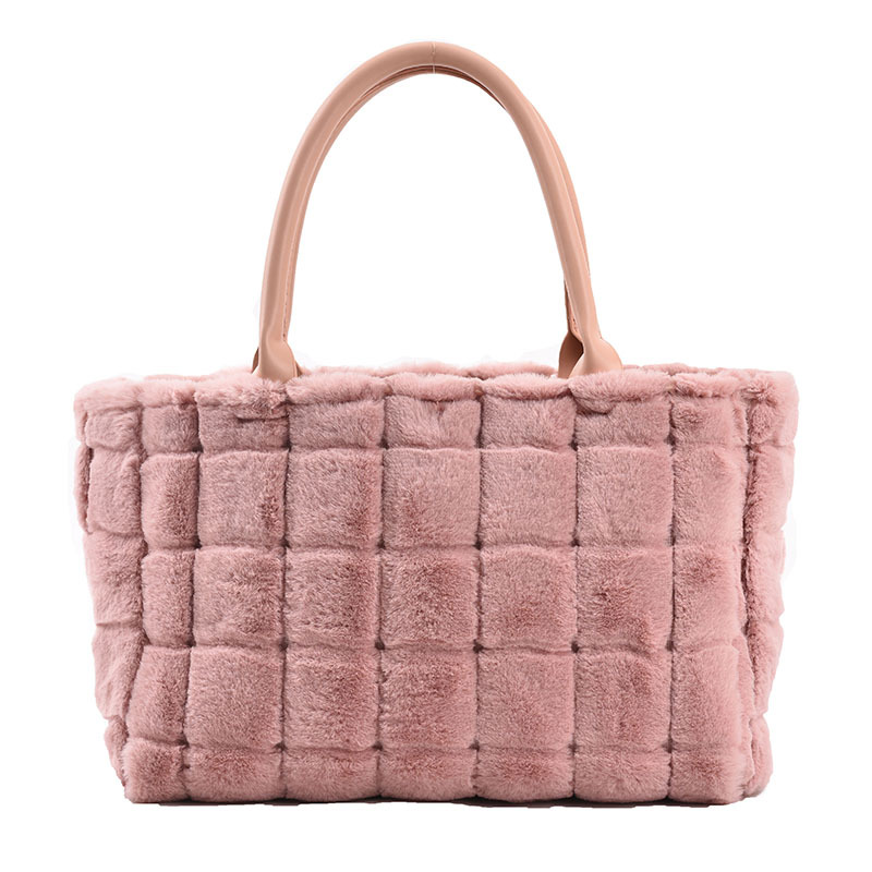 Handtasche im Karomuster ⎜ Weiche Tragetasche für Damen aus Plüsch mit Schleifendetail und Kurzgriff