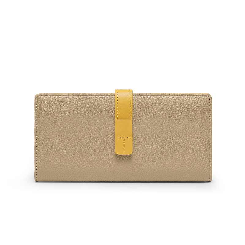 Lange Damen Geldbörse aus Leder ⎜ Elegantes Portemonnaie mit Kontrastverschluss und Platz für viele Karten