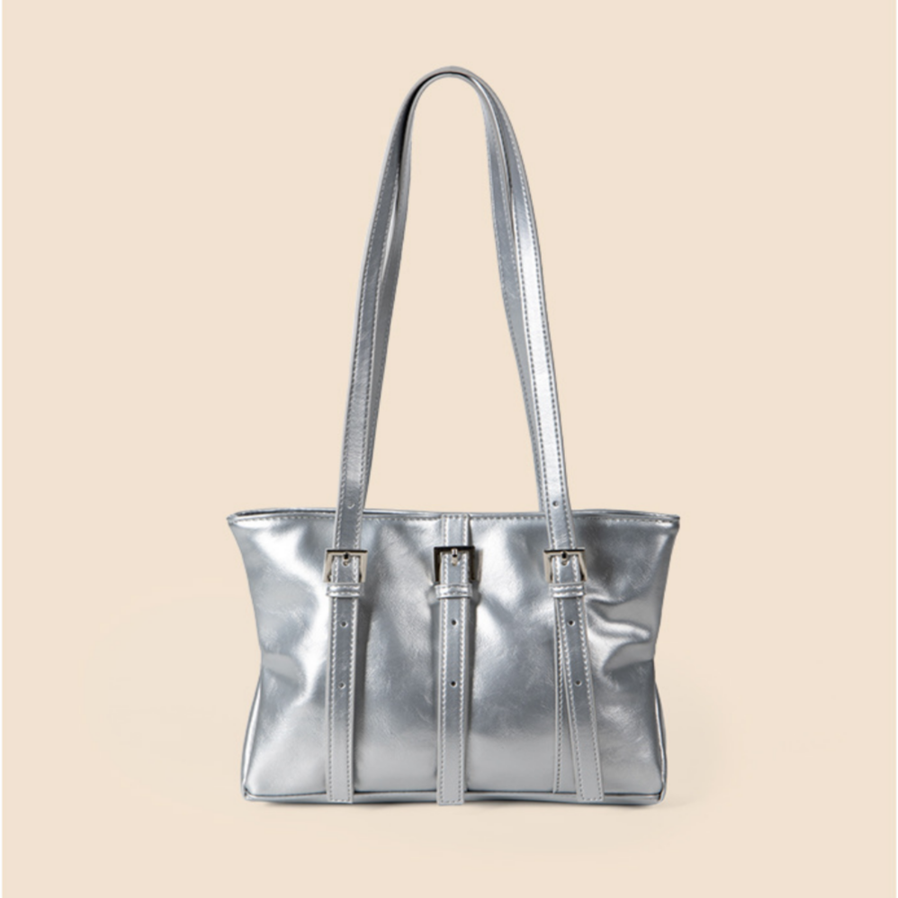Shopper Tasche für Damen ⎜ Glänzende Schultertasche im modischen Design für Büro, Alltag und Freizeit