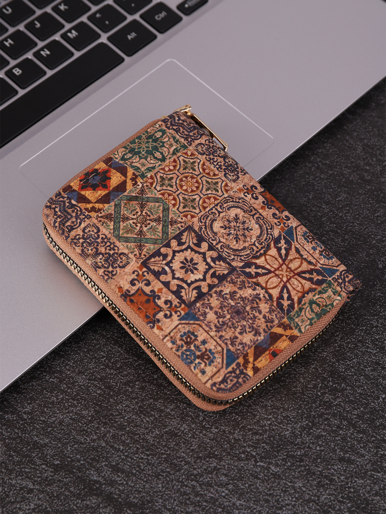 Kartenetui mit Reißverschluss ⎜ Kompakte Retro-Geldbörse für Damen und Herren im bunten Mandala-Design