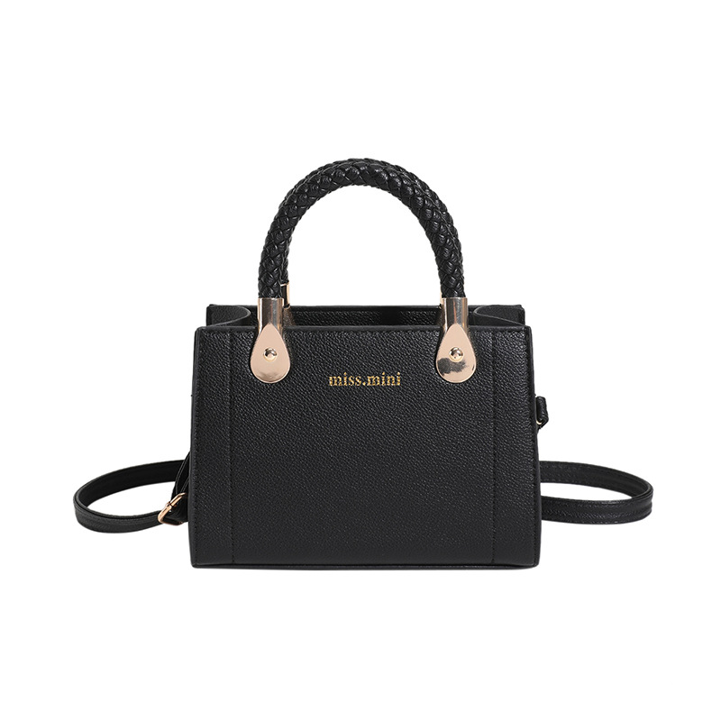 Handtasche für Damen ⎜ Modische Mini-Tasche mit Litchi-Prägung und geflochtenem Griff für stylische Outfits
