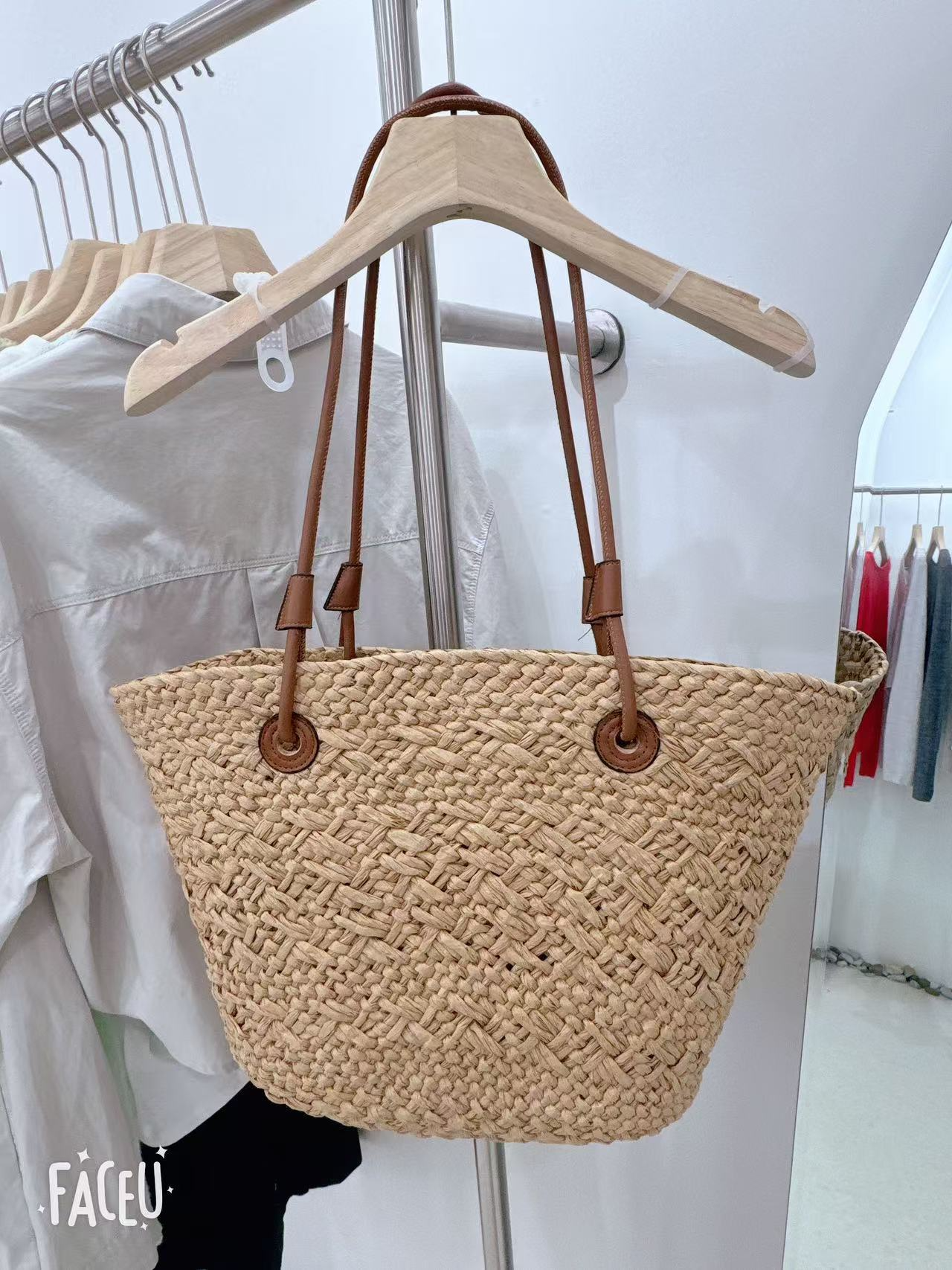 Große Stroh Schultertasche für Damen ⎜ Retro Geflochtene Tragetasche mit Viel Stauraum und Langen Griffen