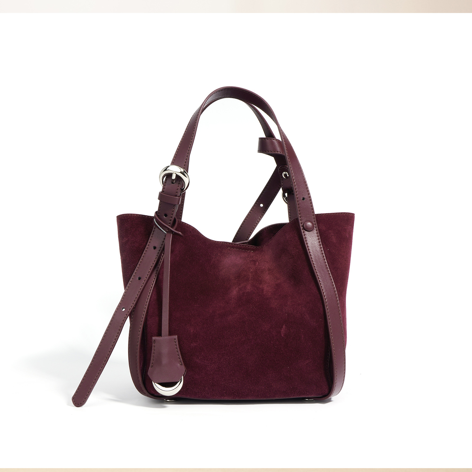 Handtasche für Damen ⎜ Geräumige Schultertasche aus Wildleder mit verstellbarem Riemen für Alltag und Stadtbummel