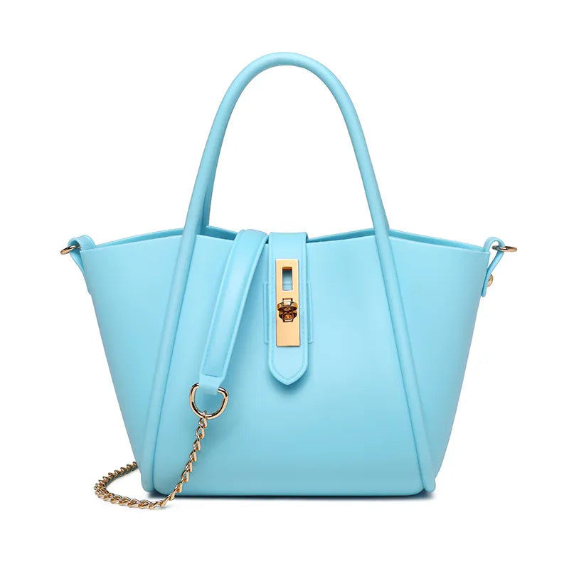 Handtasche für Damen aus Kunstleder ⎜ Modischer Begleiter mit Drehverschluss für Alltag, Shopping und Freizeit