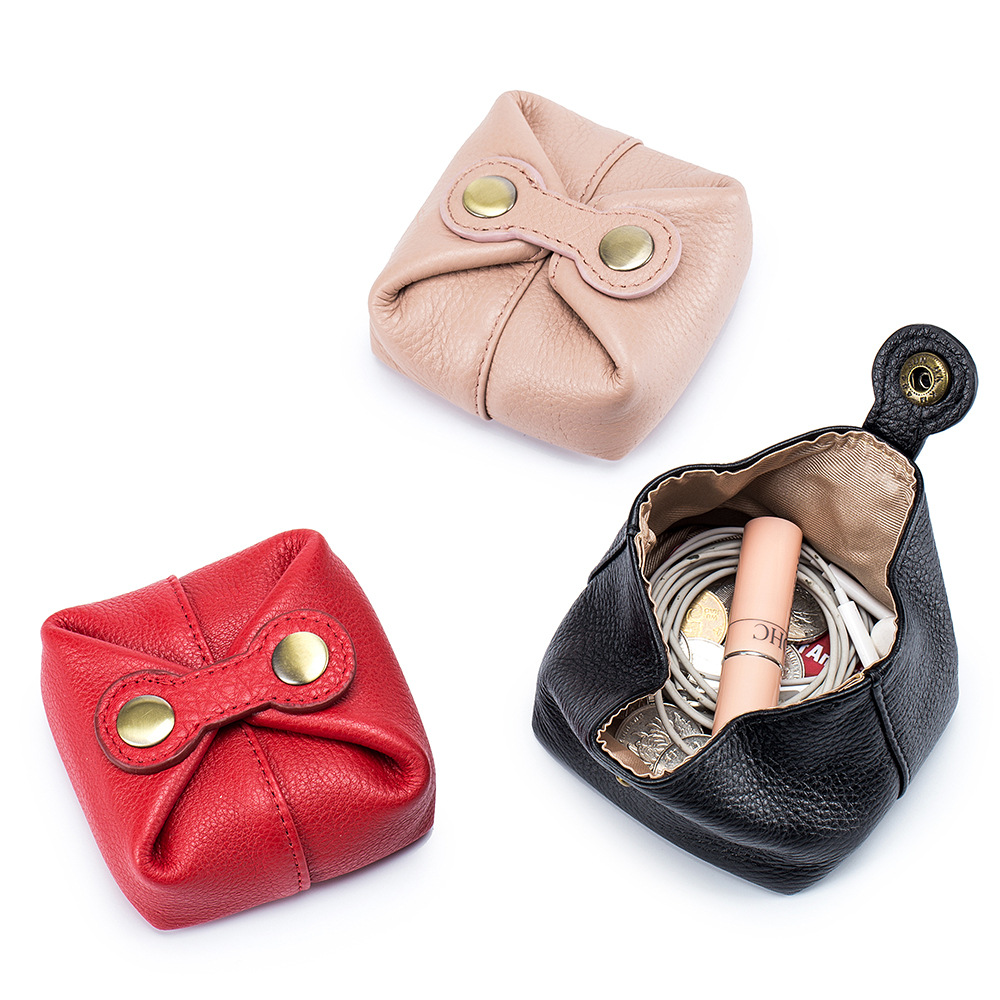 Münzbörse aus weichem Leder ⎜ Kompakte Aufbewahrungstasche für Kopfhörer, Lippenstift und Kleinteile