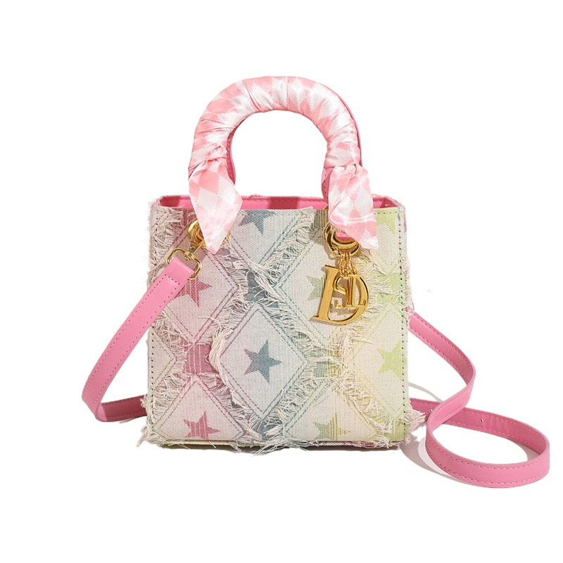 Handtasche für Damen ⎜ Modische Denim-Tasche mit Sternenmuster und Schulterriemen für Alltag und Freizeit