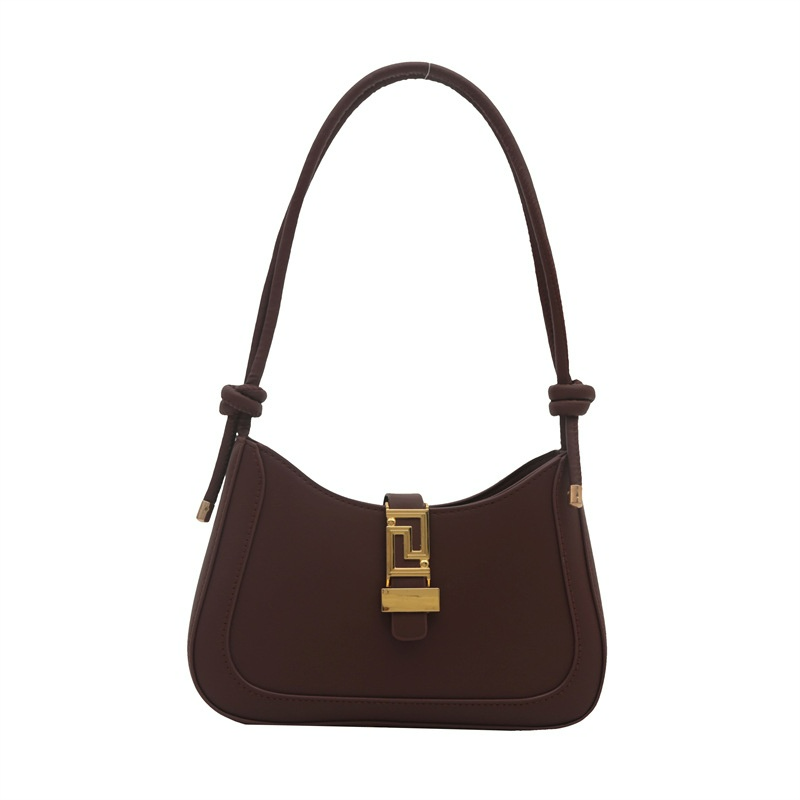 Schultertasche für Damen ⎜ Elegante Retro-Underarm-Bag mit goldener Schnalle und Knotenriemen für stilvolle Outfits