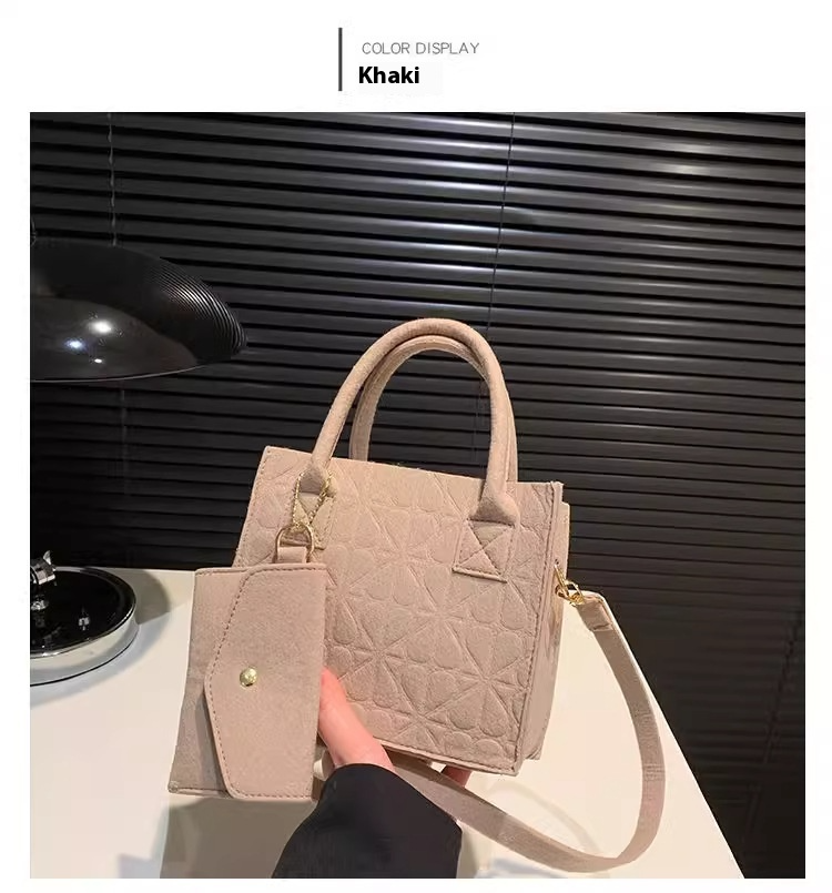 Filztasche Damen ⎜ Kleine Handtasche mit abnehmbarer Geldbörse und verstellbarem Schultergurt