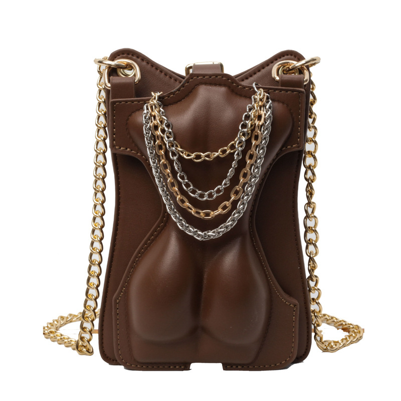 Kleine Schultertasche für Damen ⎜ Modische Handtasche im einzigartigen Design mit Kettenakzent