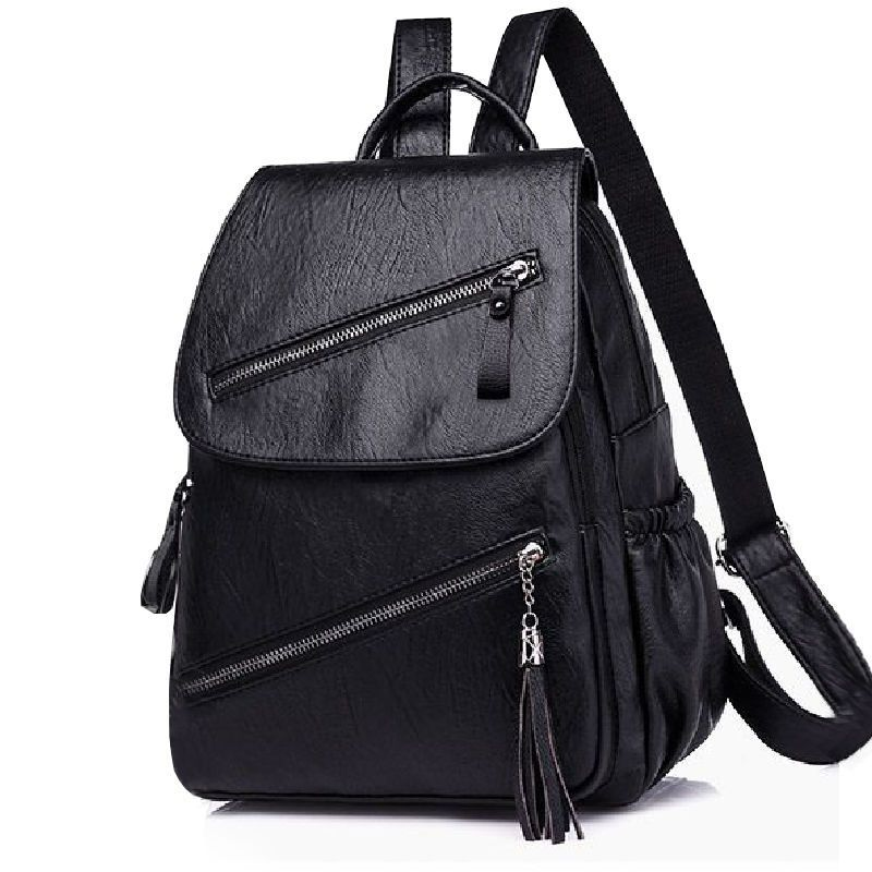 Damen Rucksack aus Kunstleder ⎜ Modischer Cityrucksack mit Reißverschlüssen für Alltag und Freizeit