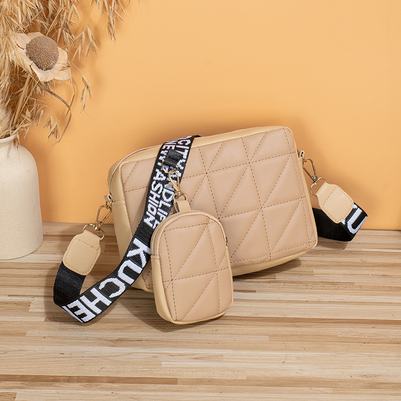 Damen Umhängetasche Set ⎜ Zweiteilig mit Steppdesign und Breitem Schulterriemen