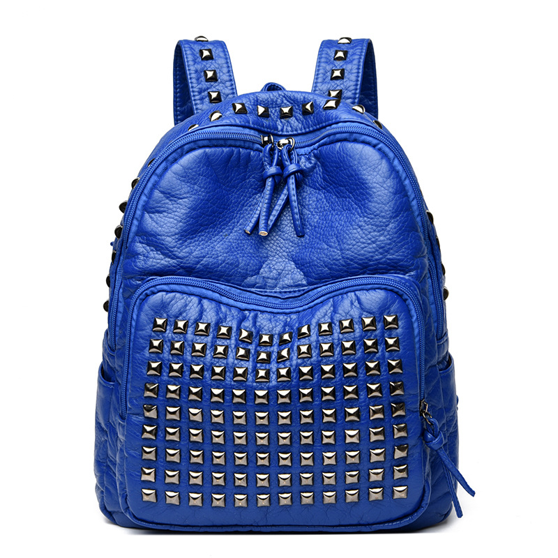 Damen Rucksack mit Nieten ⎜ Robuster Cityrucksack aus Kunstleder mit großer Kapazität für Reisen und Alltag
