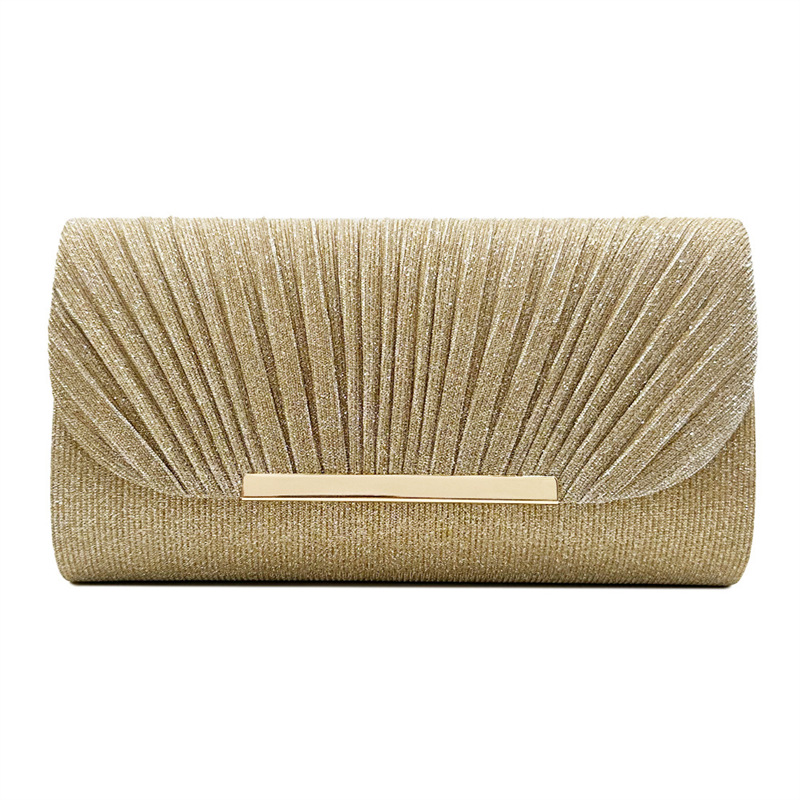 Glamouröse Clutch für Damen ⎜ Elegante Abendtasche mit edlem Falten-Design und goldfarbenem Akzent