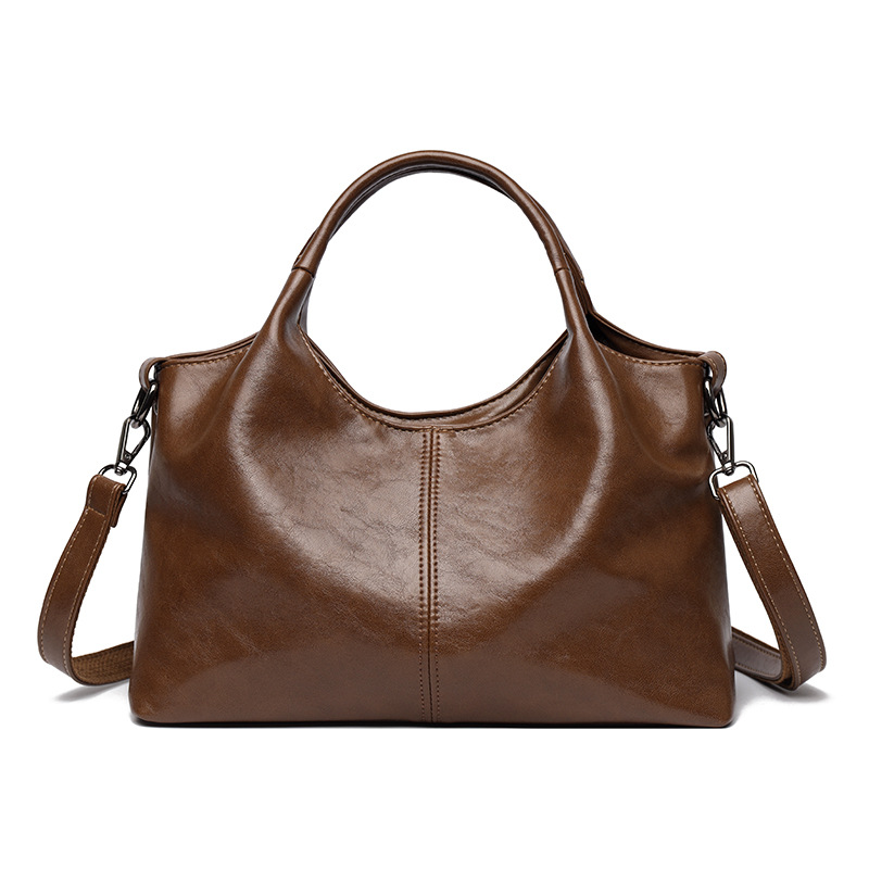 Schultertasche mit Großem Volumen ⎜ Geräumige Umhängetasche für Damen aus Glattem Kunstleder und Doppelgriff