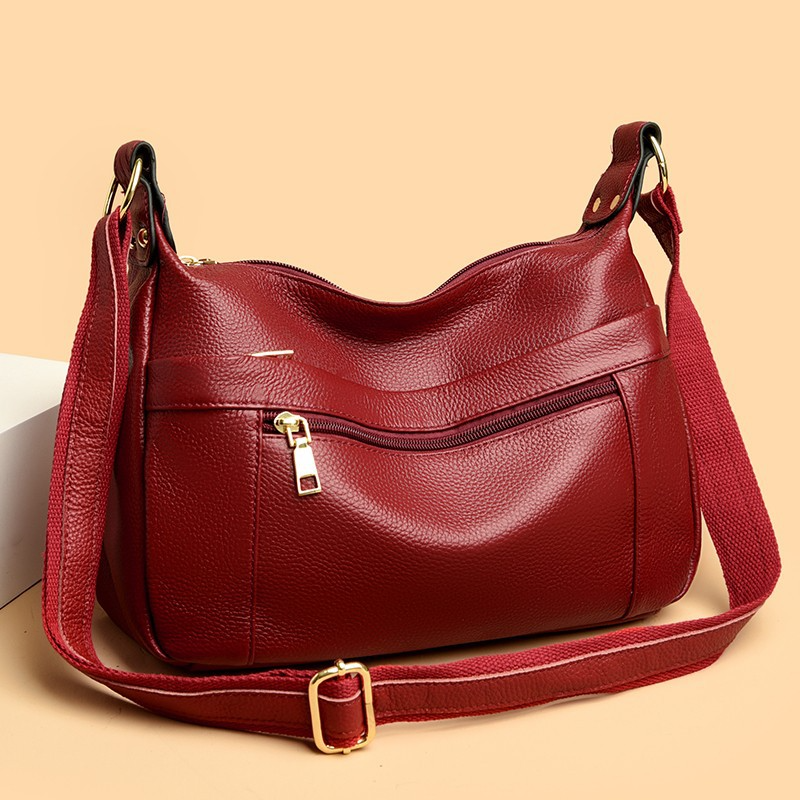 Damen Umhängetasche ⎜ Hochwertige Schultertasche aus Echtleder mit Robustem Design und Viel Stauraum