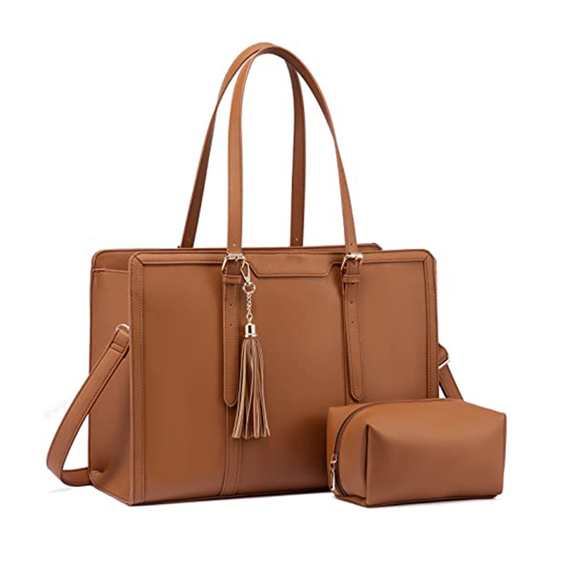 Damentasche für Laptop ⎜ Stilvolle Leder-Schultertasche mit praktischen Fächern und modernem Design