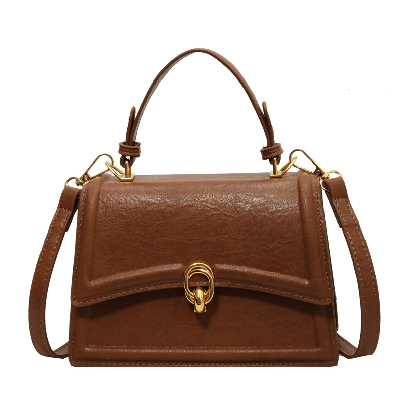 Kleine Umhängetasche mit Schnalle ⎜ Quadratische Schultertasche für Damen mit Kurzgriff und Verstellbarem Riemen