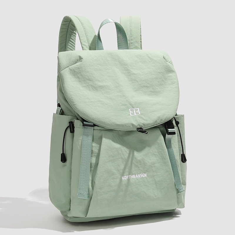 Damen Rucksack Im Koreanischen Stil ⎜ Schlichter Freizeitrucksack Mit Kordel Und Seitentaschen