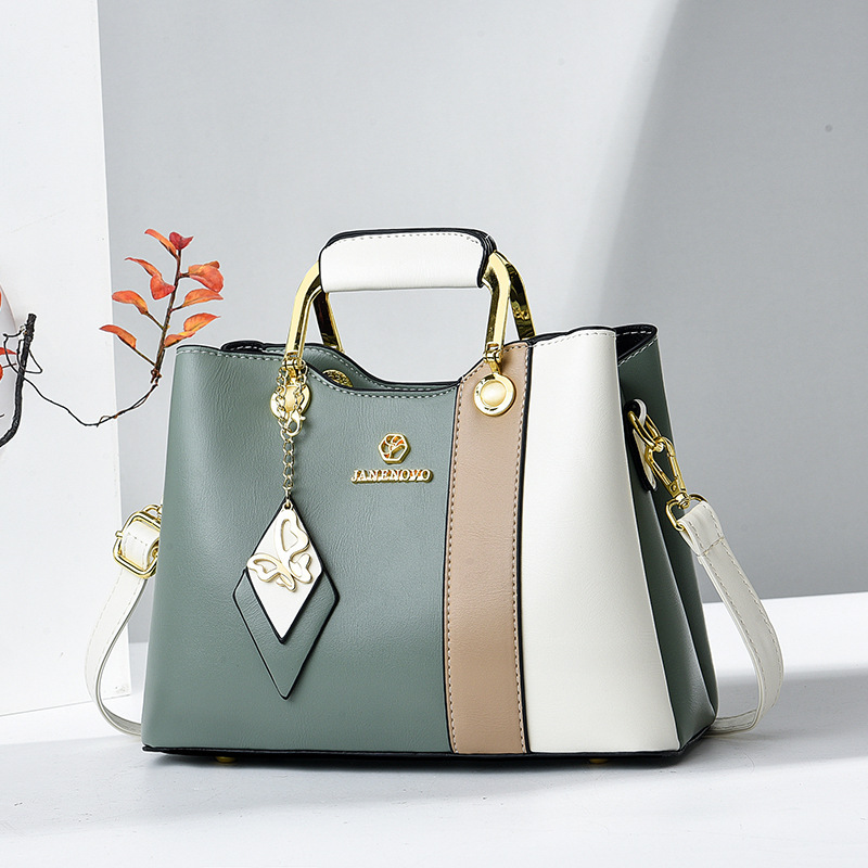 Handtasche für Damen ⎜ Elegante Schultertasche mit Farbblock-Design und abnehmbarem Umhängeriemen