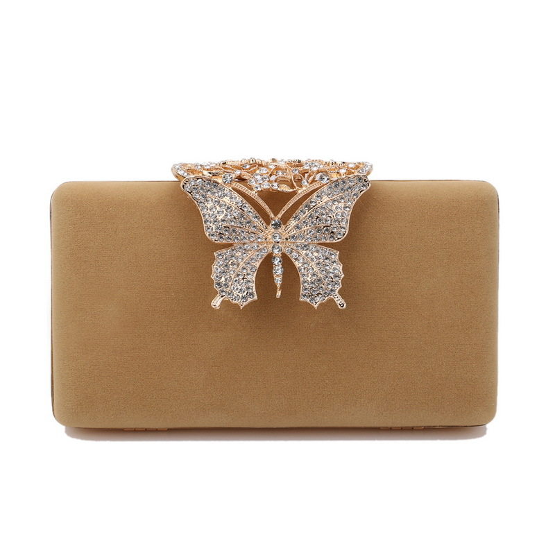 Abend-Clutch mit Schmetterlings-Applikation ⎜ Elegante Tasche aus Samt für festliche Anlässe