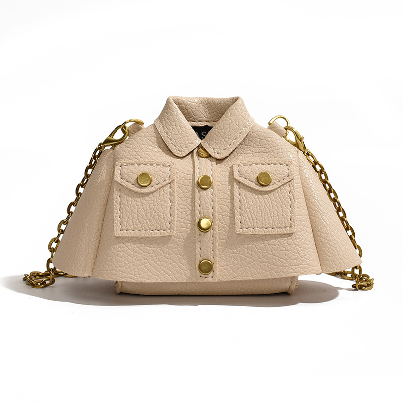 Mini Umhängetasche für Damen ⎜ Kreative Schultertasche in Jackenform mit Kette für Lippenstift und Essentials