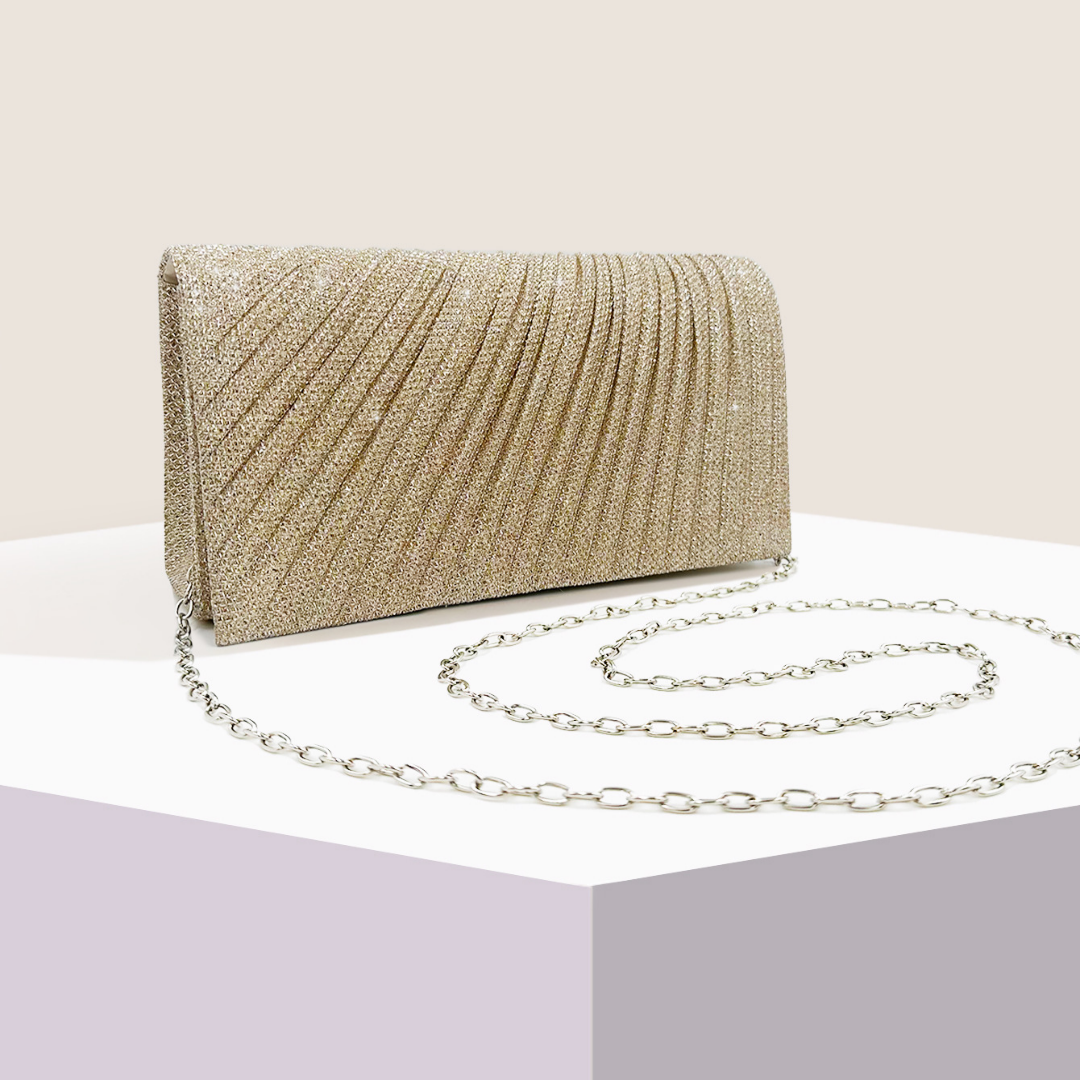 Clutch Tasche für Damen ⎜ Elegante Falt-Design Abendtasche mit glitzerndem Finish und kompakter Größe