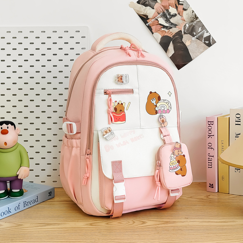 Damen Rucksack mit Cartoon-Print ⎜ Großer Schulrucksack mit viel Stauraum für Alltag und Freizeit