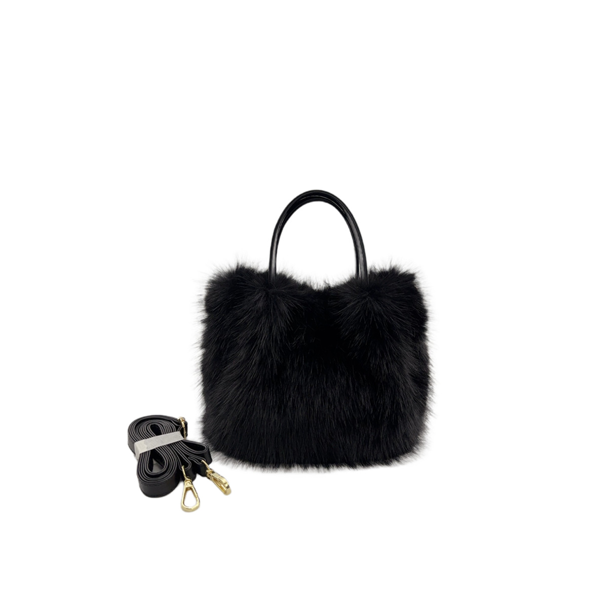 Handtasche für Damen ⎜ Flauschige Tragetasche in Felloptik mit Schulterriemen für Winter und besondere Anlässe