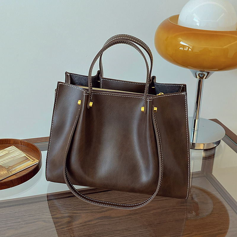 Handtasche für Damen ⎜ Stilvolle Schultertasche in Retro-Optik mit festen Henkeln für Büro und Alltag
