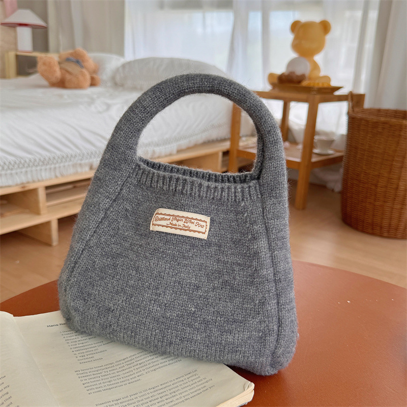 Handtasche für Damen ⎜ Weiche Tragetasche aus Wollstoff in Unifarben für stilvolle Outfits und Alltag