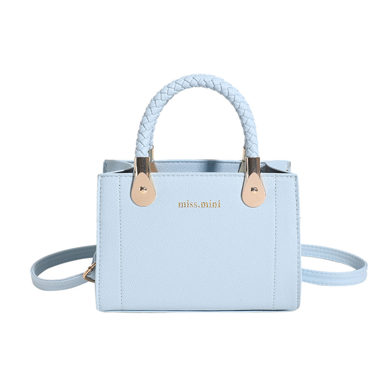 Handtasche für Damen ⎜ Modische Mini-Tasche mit Litchi-Prägung und geflochtenem Griff für stylische Outfits