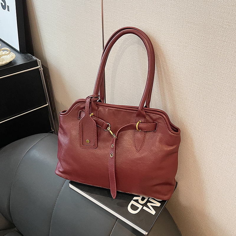 Handtasche für Damen ⎜ Retro-Boston-Bag mit großem Stauraum und festen Henkeln für Alltag und Büro