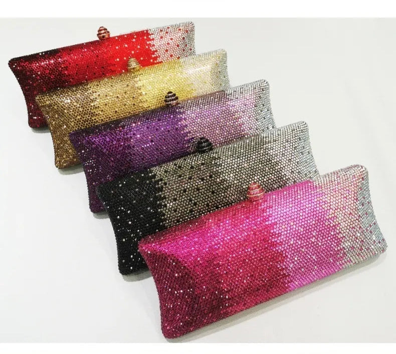 Glitzernde Damentasche ⎜ Elegante Abendtasche mit Strasssteinen und abnehmbarem Schulterriemen