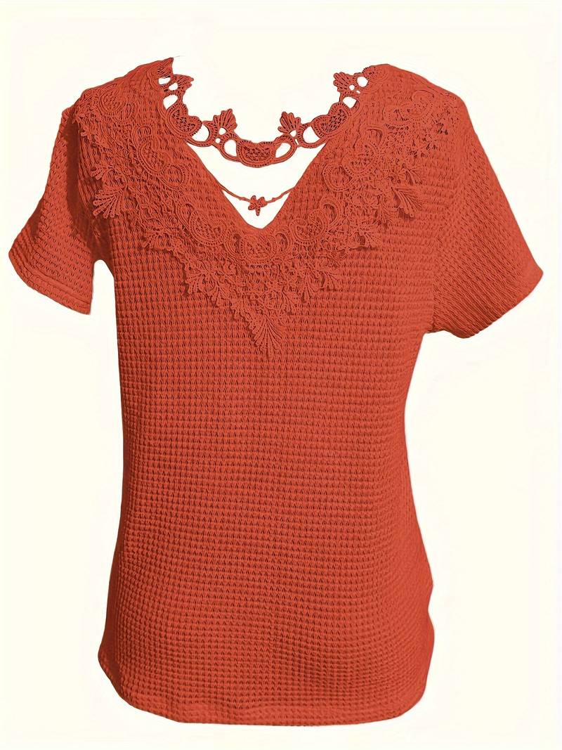 Lilli - T-Shirt aus kontrastierender Spitze mit Rundhalsausschnitt