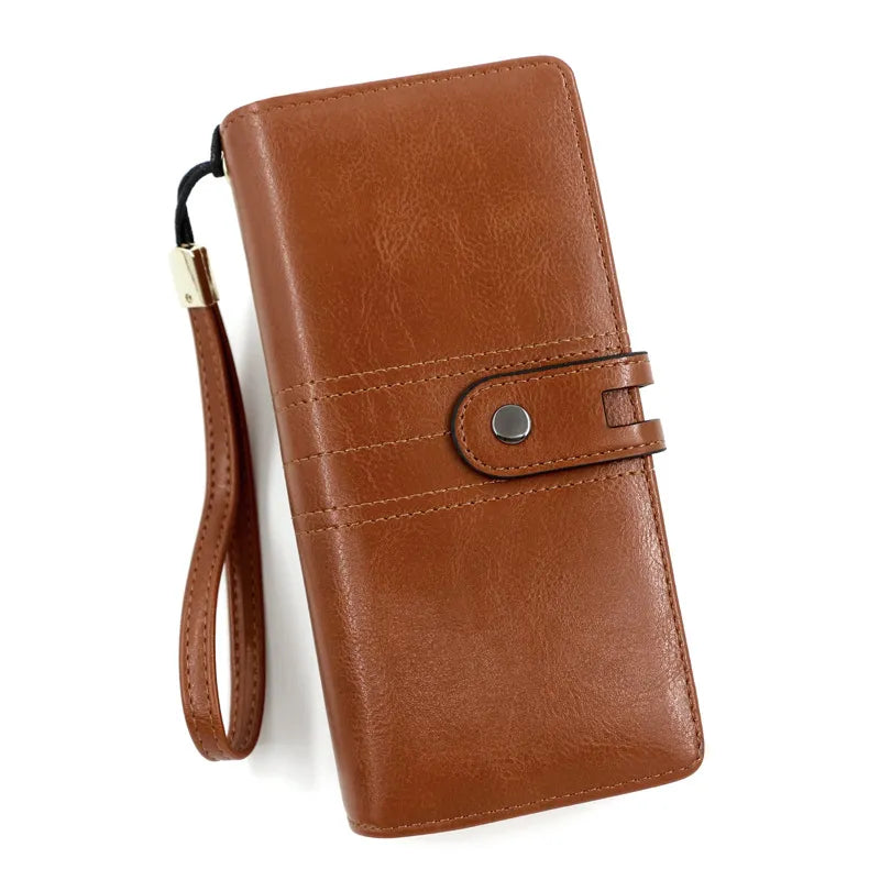 Damen Langbörse mit Handschlaufe ⎜ Elegante Business-Geldbörse mit vielen Fächern für Karten, Scheine und Handy