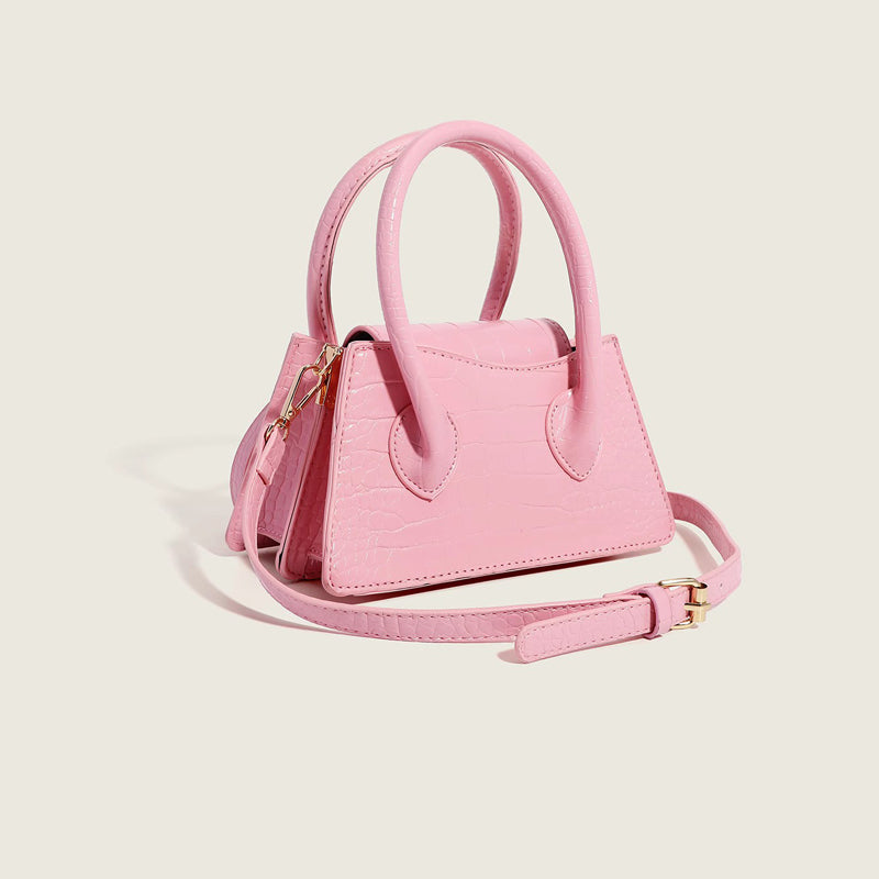 Handtasche für Damen ⎜ Kompakte Umhängetasche im Krokolook mit Tragehenkeln für stilvolle Alltags-Outfits