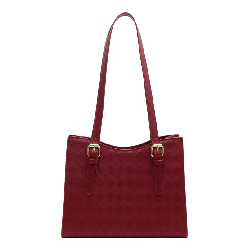 Handtasche für Damen ⎜ Geräumige Schultertasche mit Rautenmuster und verstellbarem Riemen