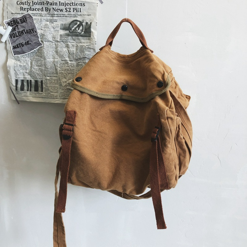 Rucksack für Damen ⎜ Lässiger Canvas-Rucksack im Faltenstil mit verstellbaren Trägern für Alltag und Freizeit