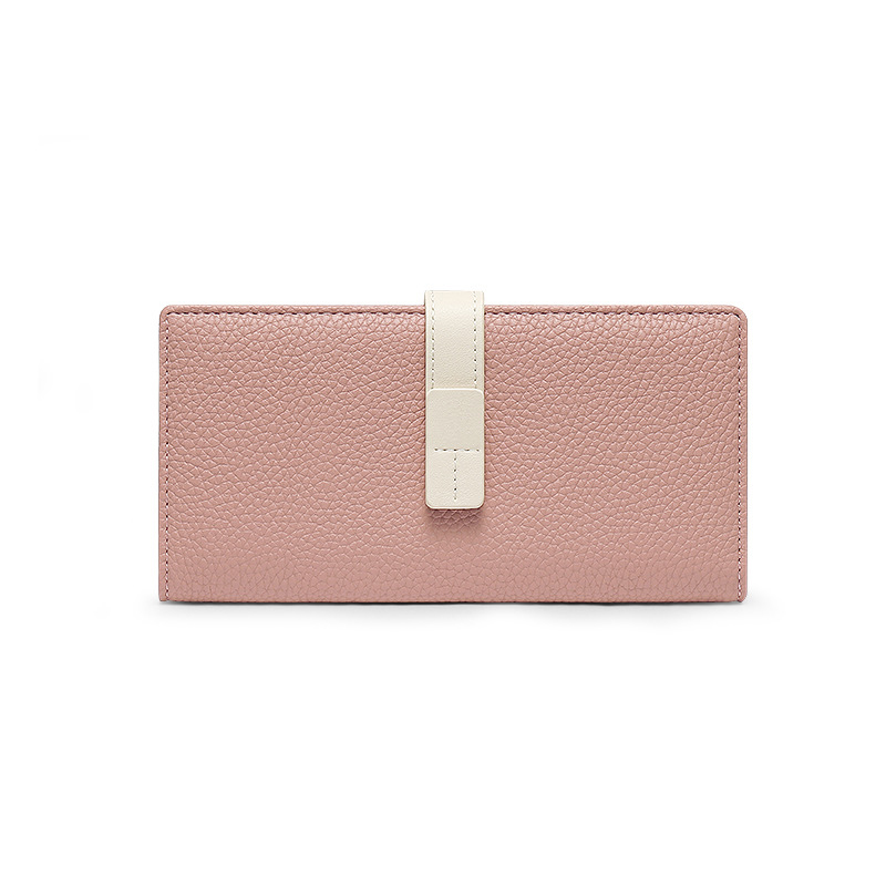 Lange Damen Geldbörse aus Leder ⎜ Elegantes Portemonnaie mit Kontrastverschluss und Platz für viele Karten