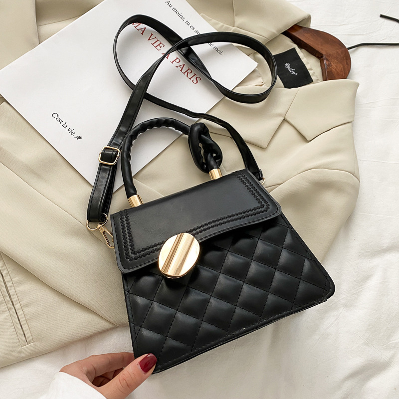 Handtasche für Damen ⎜ Stilvolle Umhängetasche mit strukturierter Optik und elegantem Drehverschluss