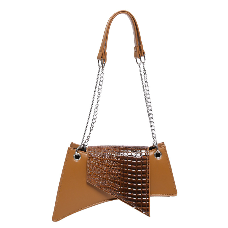 Kleine Umhängetasche für Damen ⎜ Modische Handtasche im geometrischen Design mit Kettenriemen