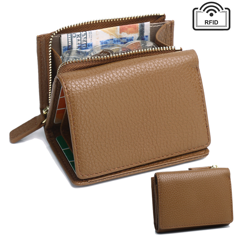 RFID Geldbörse für Damen ⎜ Kompakte Brieftasche mit Reißverschluss und mehreren Kartenfächern