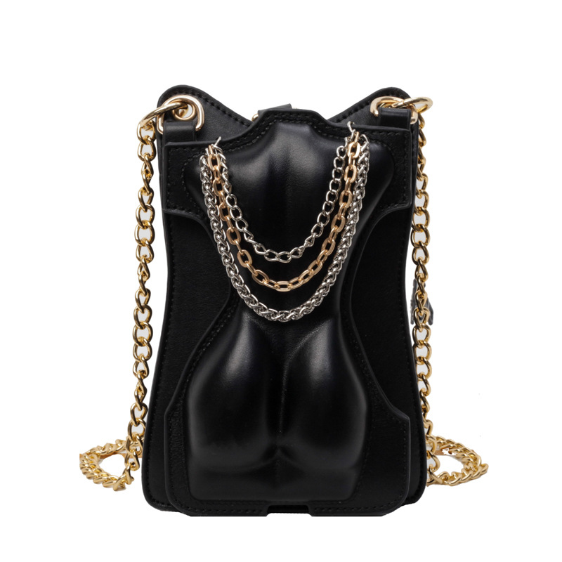 Kleine Schultertasche für Damen ⎜ Modische Handtasche im einzigartigen Design mit Kettenakzent