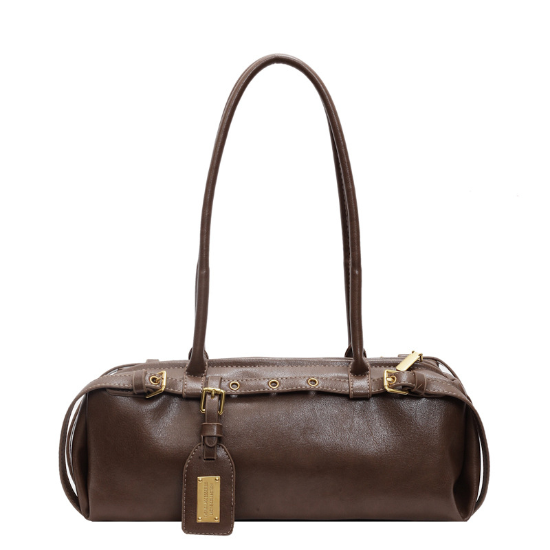 Damen Handtasche ⎜ Schmale Retro-Schultertasche mit Langen Henkeln