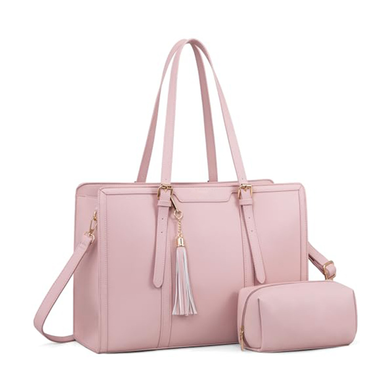 Damentasche für Laptop ⎜ Stilvolle Leder-Schultertasche mit praktischen Fächern und modernem Design
