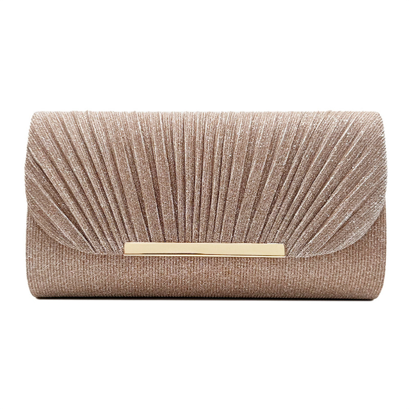 Glamouröse Clutch für Damen ⎜ Elegante Abendtasche mit edlem Falten-Design und goldfarbenem Akzent