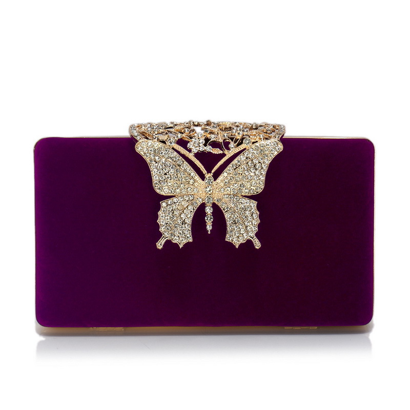 Abend-Clutch mit Schmetterlings-Applikation ⎜ Elegante Tasche aus Samt für festliche Anlässe