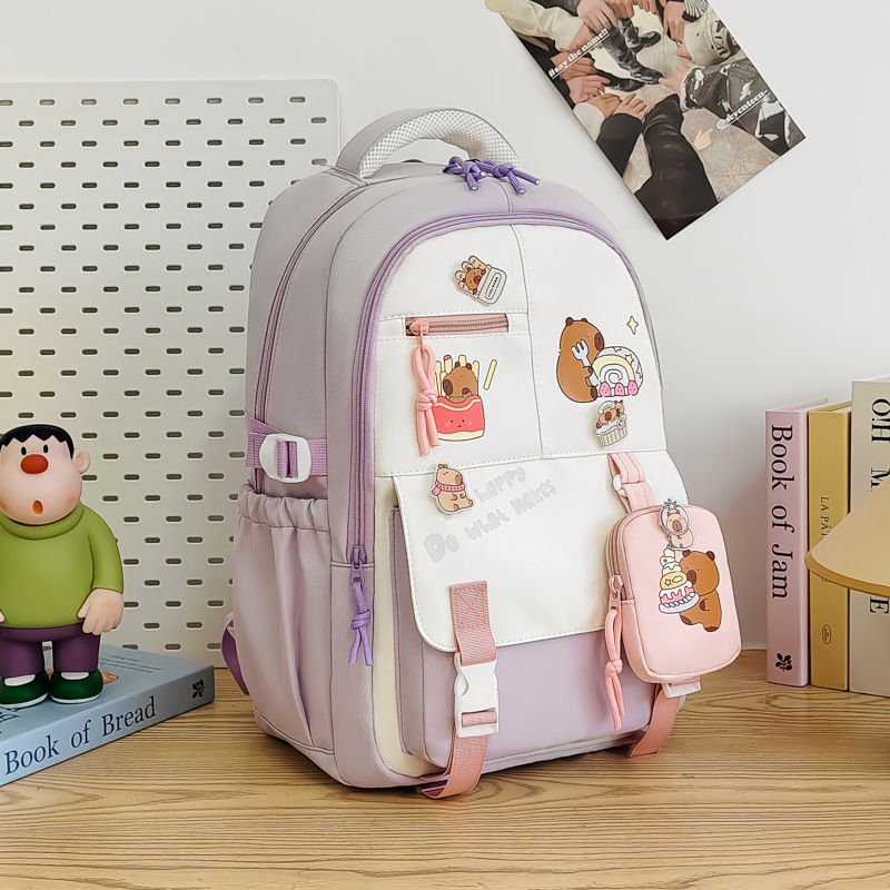Damen Rucksack mit Cartoon-Print ⎜ Großer Schulrucksack mit viel Stauraum für Alltag und Freizeit